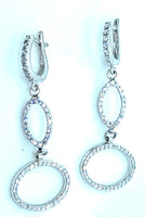 Earrings Sterling Silver 925 decorated with cubic zirconia-shaped hanging oval brackets- FitIT Jewelry