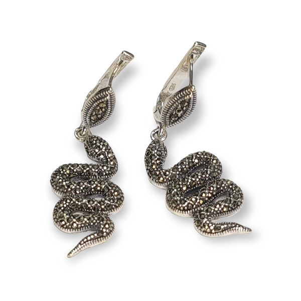 Earrings Sterling Silver 925  in the shape of a snake- FitIT Jewelry